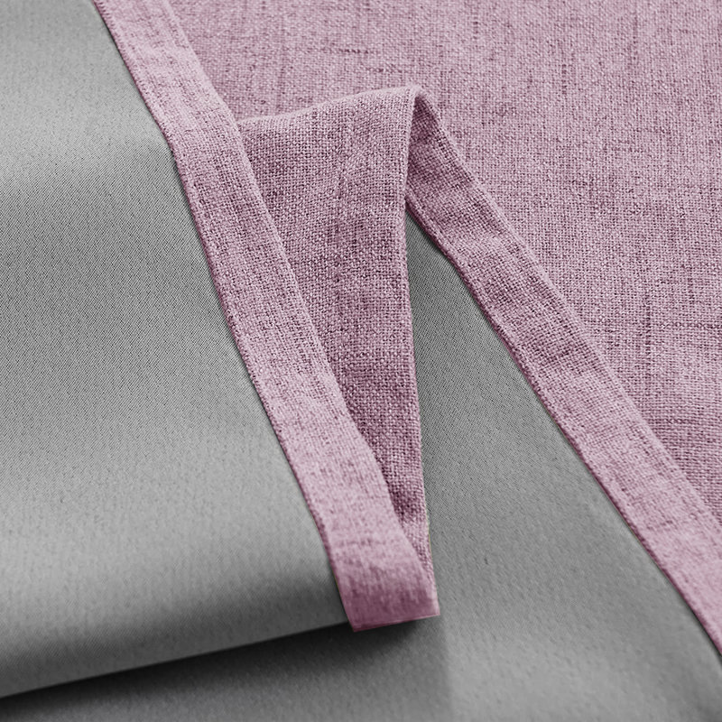 Linen Blend Blackout Curtain Panel Pair, 117cm Width x 160cm Drop, Purple