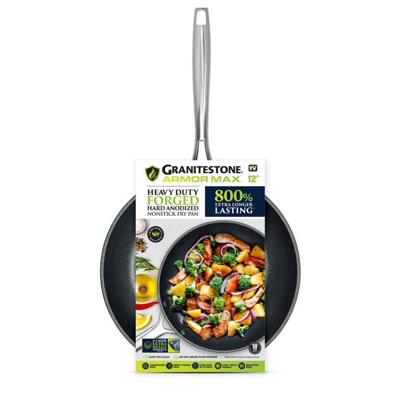 Granitestone Armor Max 12'' Black Nonstick Aluminum Fry Pan