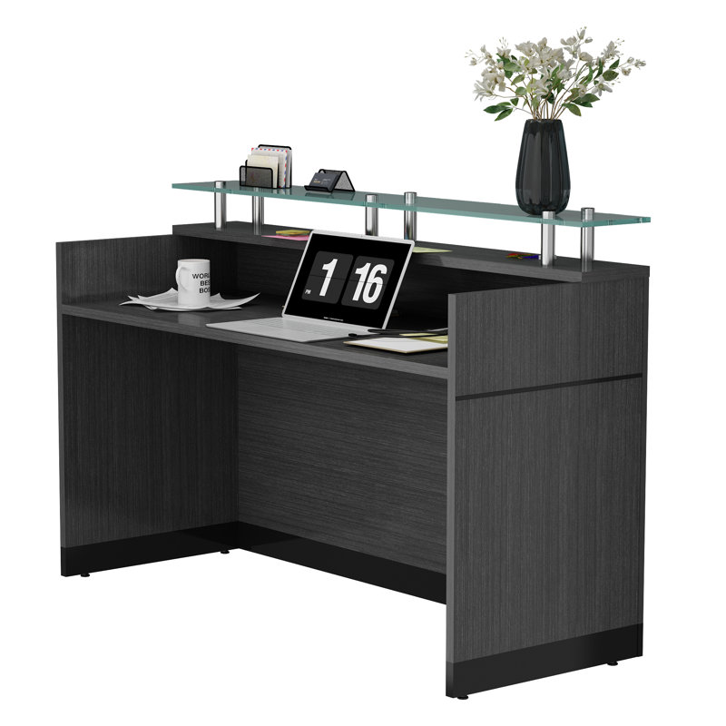 Karstens 2 Person Rectangle Glass Reception Desk