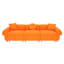 Salon orange avec velours doux et 3 coussins - Siège confortable et résilient 3 places