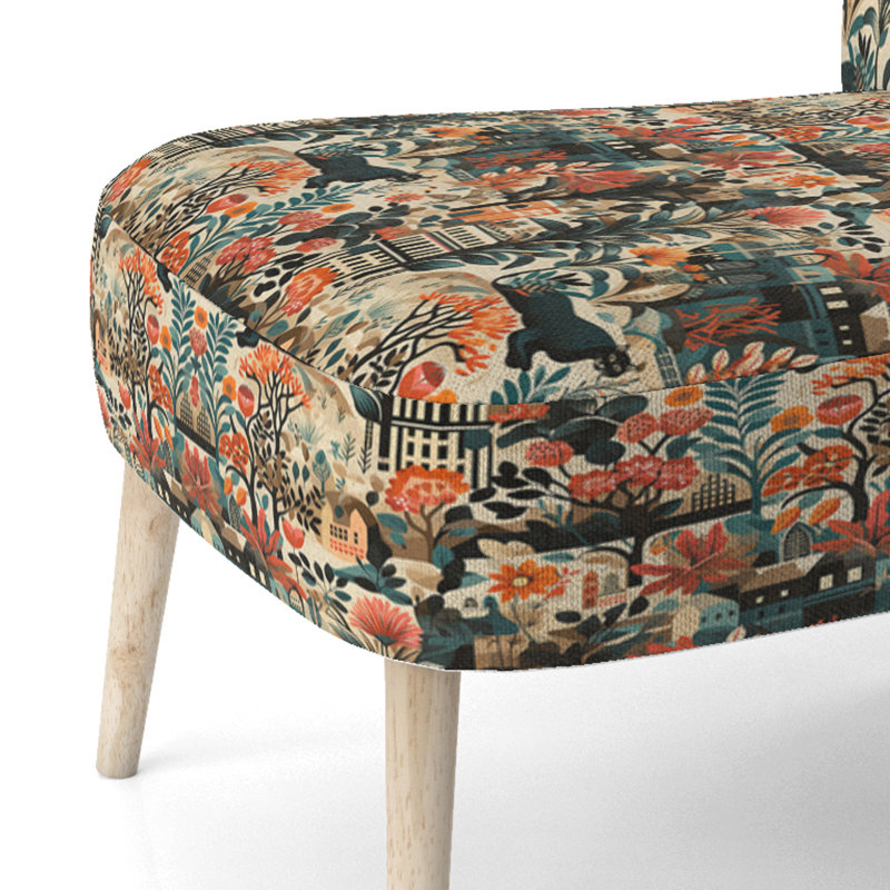 Urban Jungle Mirage - Upholstered Coastal Side Chair, Orange Accent Chair