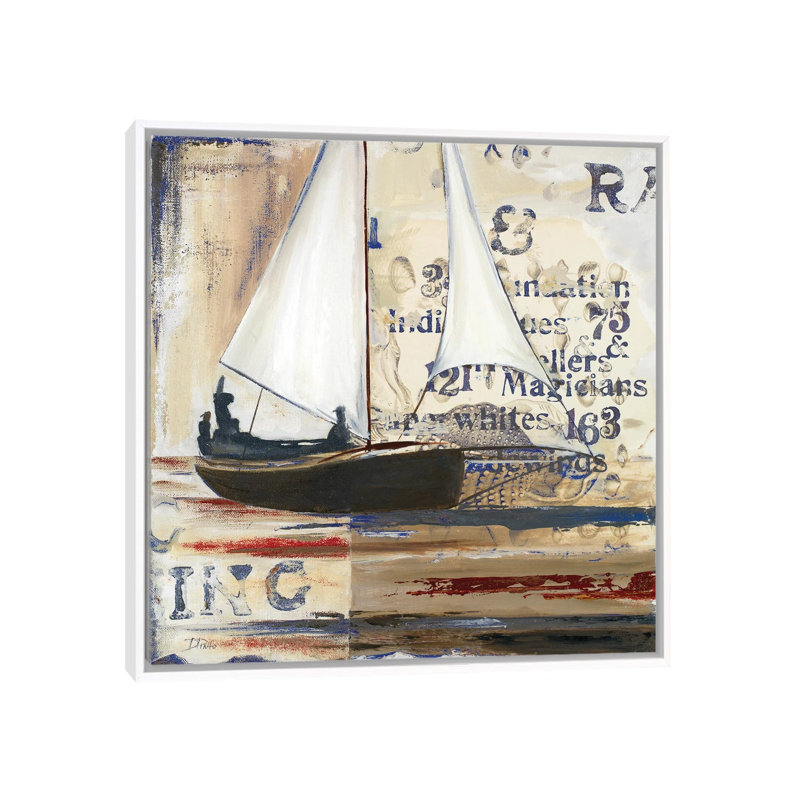 Blue Sailing race I par Patricia Pinto-impression d’art graphique, H 18 po x l 18 po x 1,5 po, Toile blanche encadrée