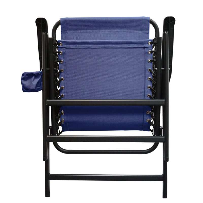 Chaise de plage pliante avec coussin, Bleu