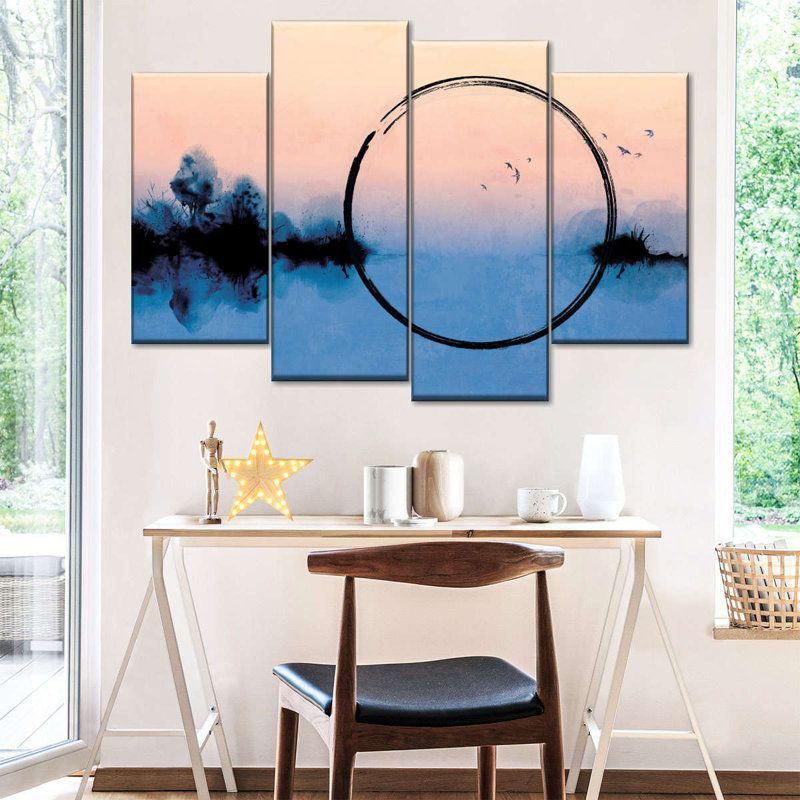 "Abstract Abstract", reproduction sur toile 4 pièces par Cindy C, H 22 po x l 36 po x P 1 po