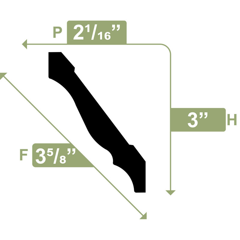 Moulure couronnée en PVC H 3 po x l 96 po x P 2 1/2 po