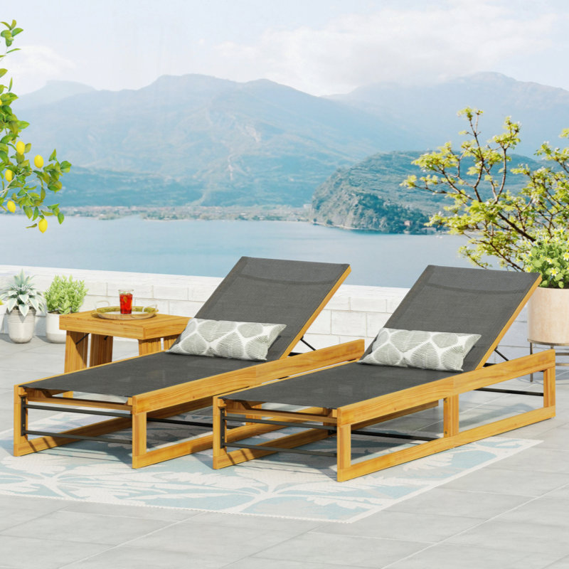 Chaise longue inclinable en acacia 78,75 po Arvada