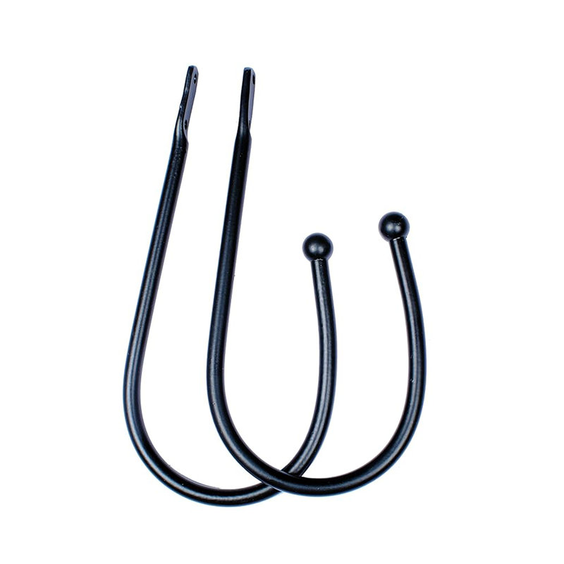  Curtain Holdbacks with Heavy-Duty Metal | Stylish Wall-Mounted Tiebacks with Decorative Hook Design | Versatile Curtain Holder Hooks for Your Home Décor (Black, Set of 2)