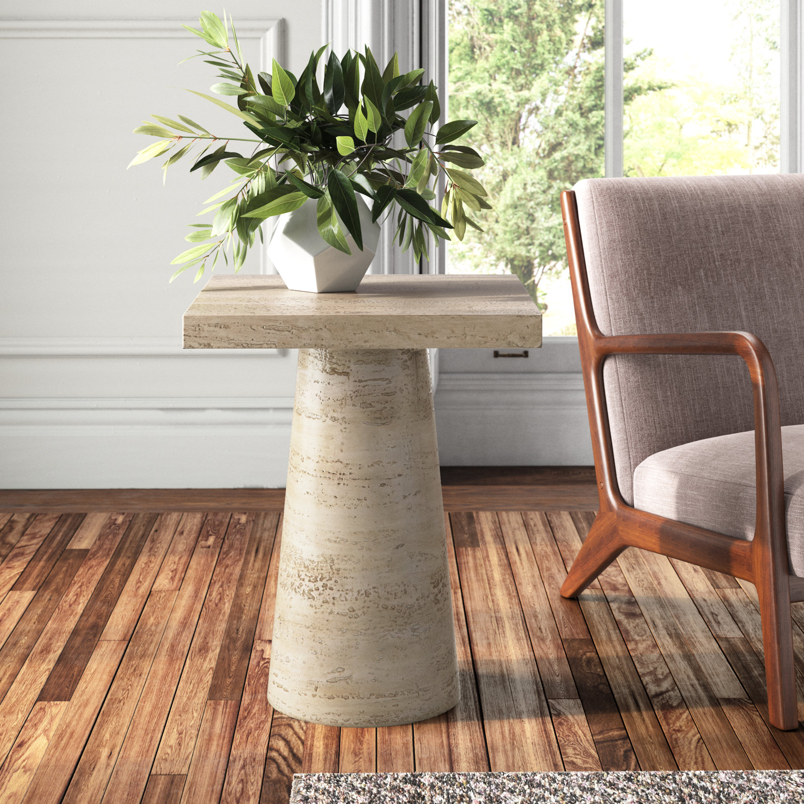 Zya 20" End Table, Cream