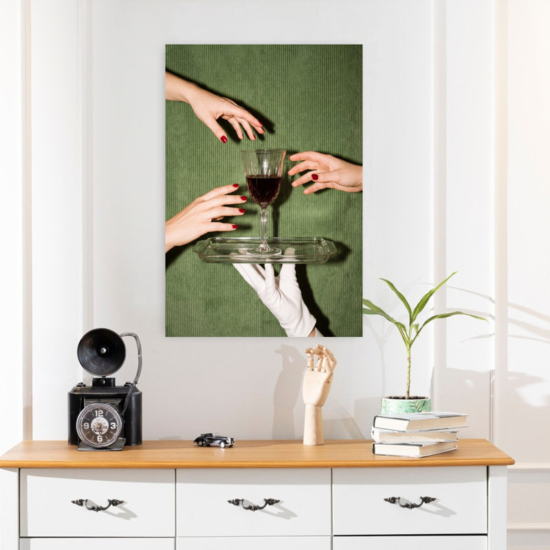 «The Wine Is Served», art mural rétro, H 24 po x l 16 po