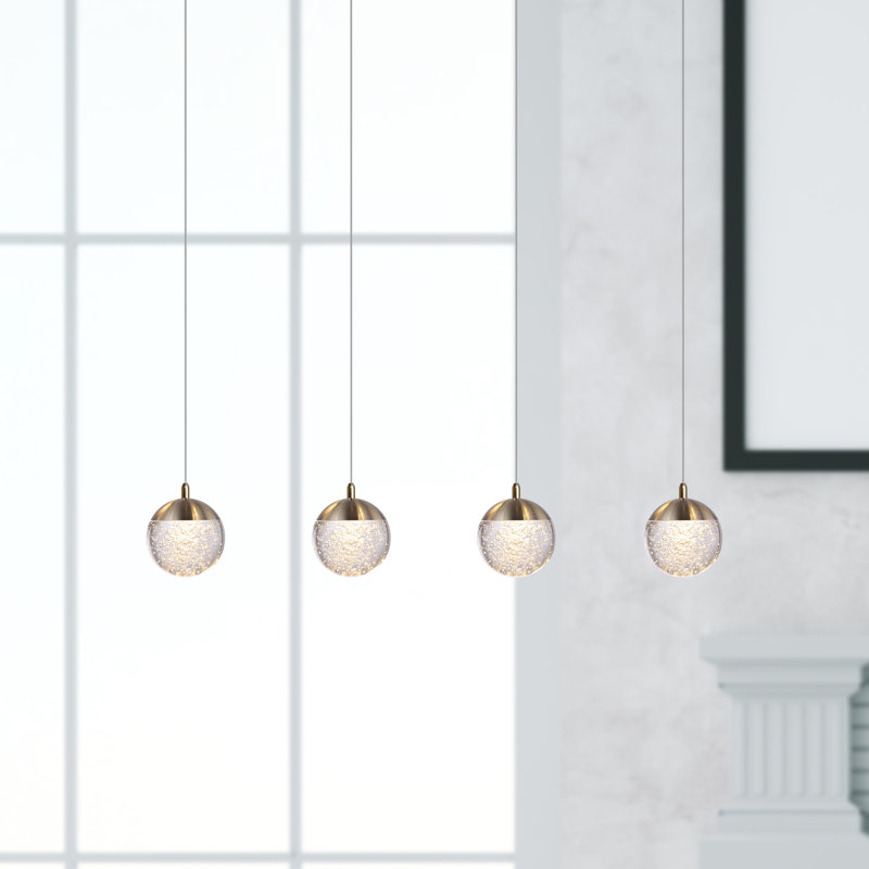 Heatherly 4 - Light Kitchen Island Pendant, Brushed Brass