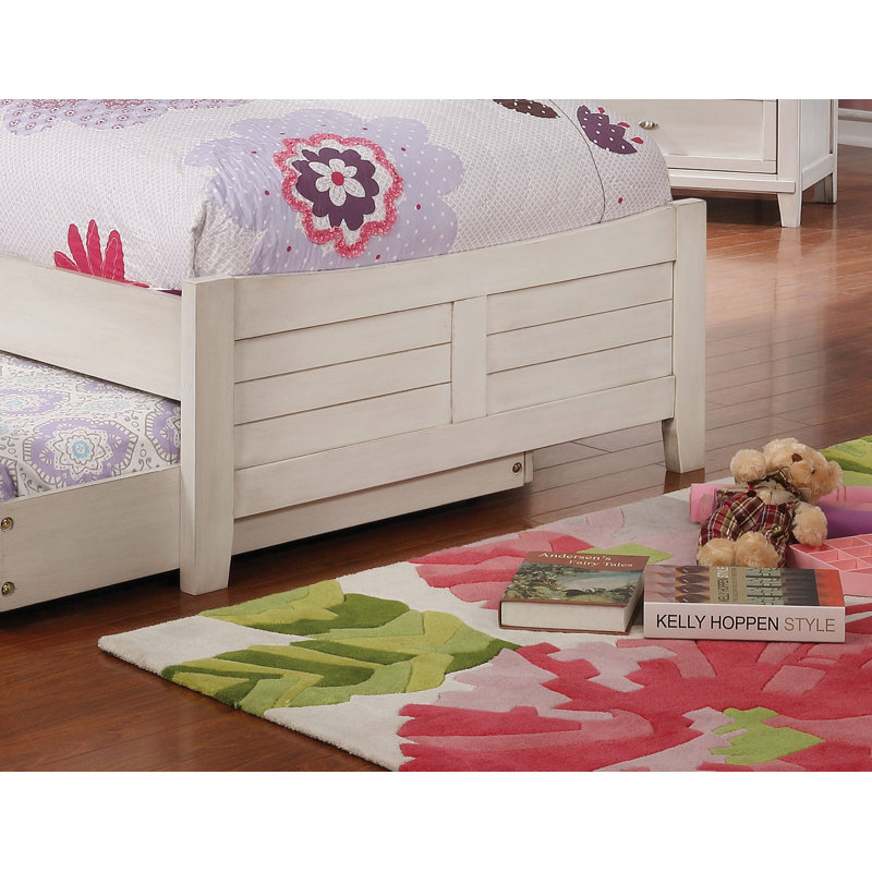Lit pour enfant Kahi, Blanc antique, Lit double