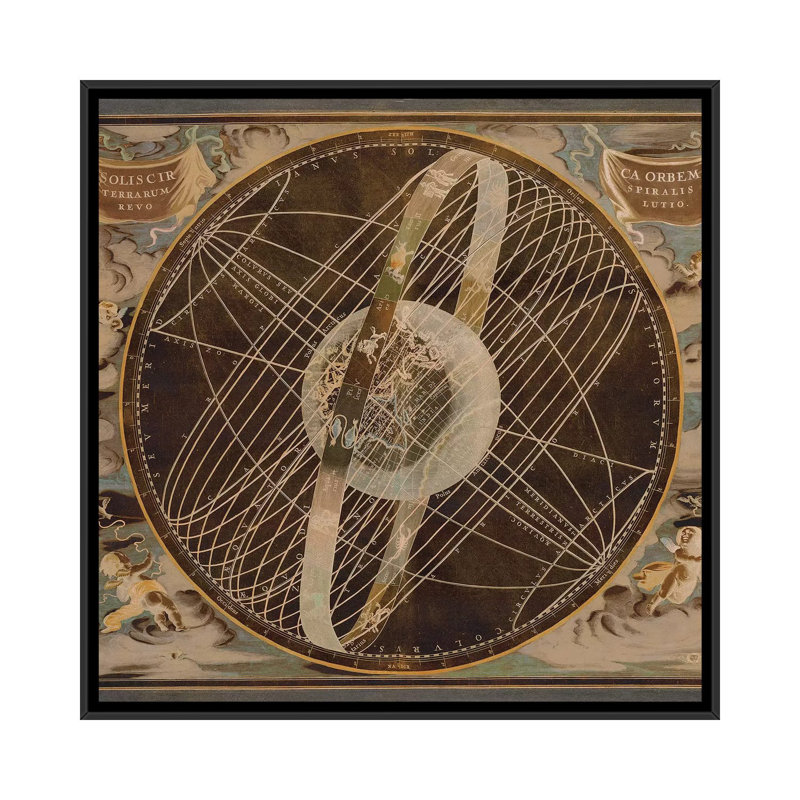 «Celestial I», impression sur toile, H 18 po x l 18 po x P 1,5 po, Toile avec cadre noir, Pas de tapis