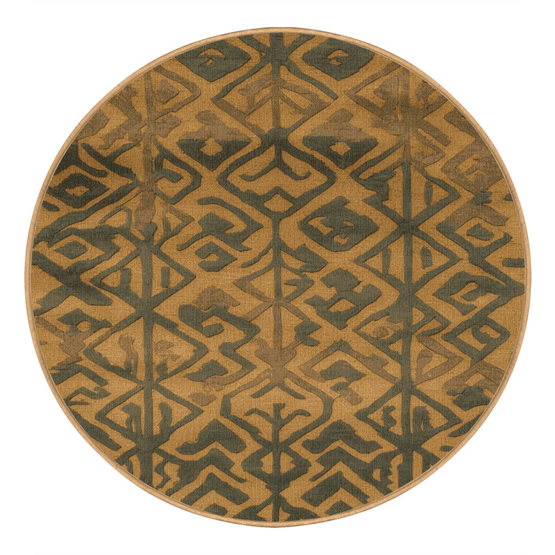 Machine Washable Trellis Brown Area Rug, Round 3'