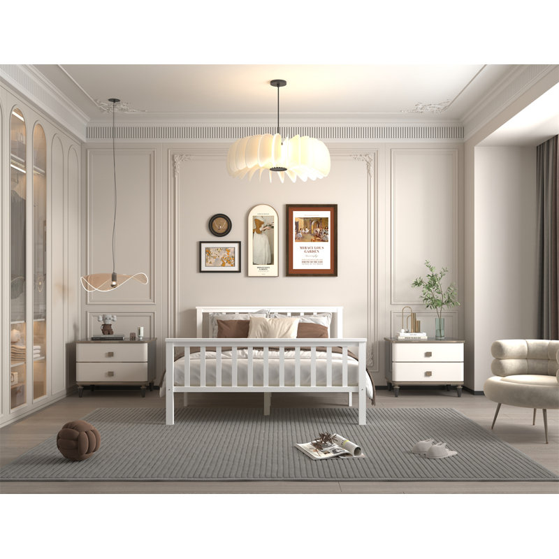 Pagnano Solid Wood Bed, Kingsize (5'), White
