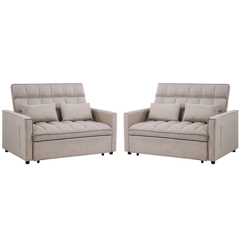 Canapé-lit de style moderne rembourré avec dossier réglable Turku, Beige