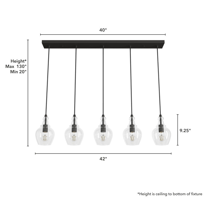 Maple Park Noble Bronze Linear Cluster Pendant with Clear Glass Shades