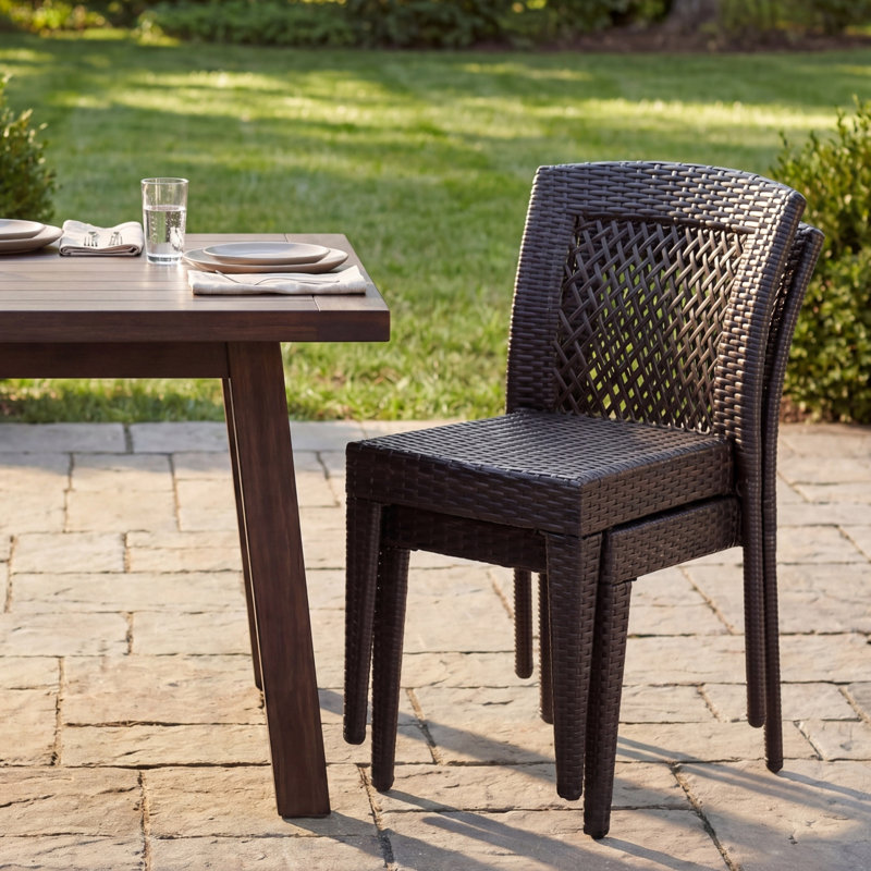 Chaises de patio empilables, sièges d'extérieur modernes en acier rotin Pe