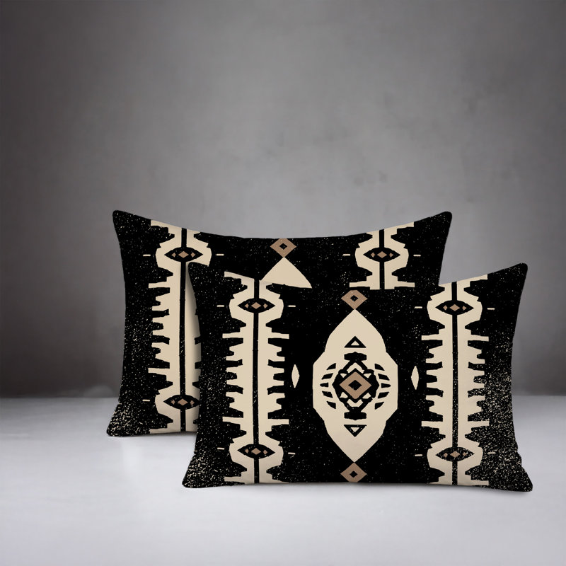 Oreiller réversible intérieur / extérieur Tallu, 20 po x 14 po, Noir
