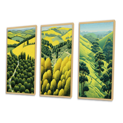 " Green Vision Valley Majestic Mountain Forest VII " 3 - Pieces