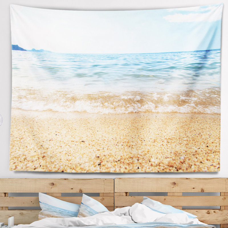 Tapisserie «Seascape Blue Seashore» avec pierres de galets, H 50 po x l 60 po