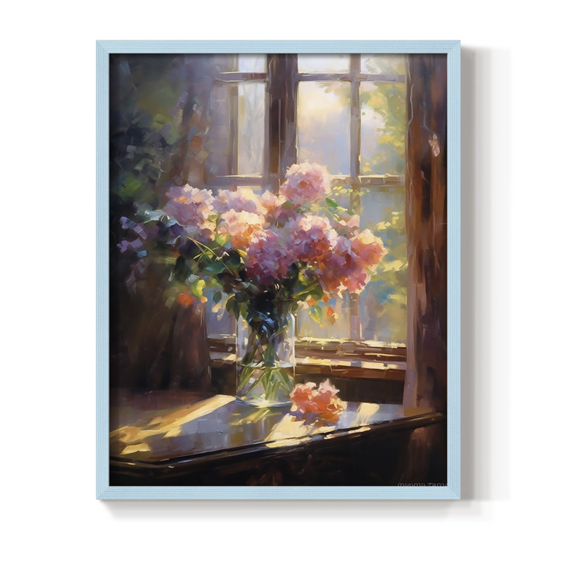 «FLORAL Series DCCL XXXII», reproduction encadrée - bois massif, H 30 po x l 24 po, Bleu