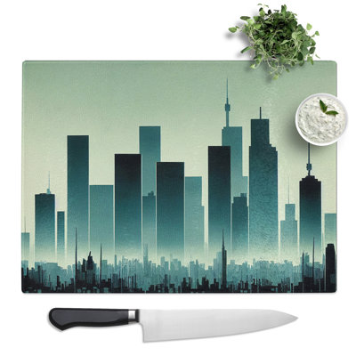 Astounding Skyscraper Skyline  Glass Chopping Board