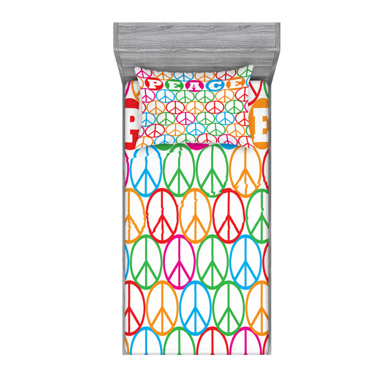 Microfiber Geometric Sheet Set, Twin Sheet Set with Fitted Sheet
