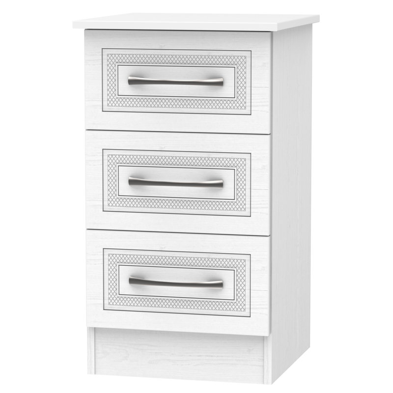 Fully Assembled Hawthorn 3 Drawer Bedside Table, Signature White