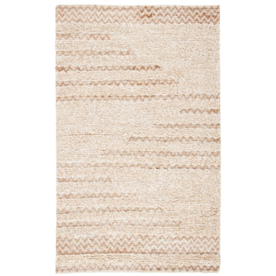 Natura Hand Loomed Wool/Jute/Cotton Chevron Rug in Beige