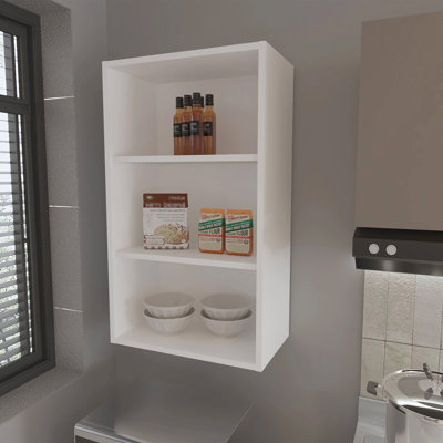 White Wall Cabinet with Open Storage