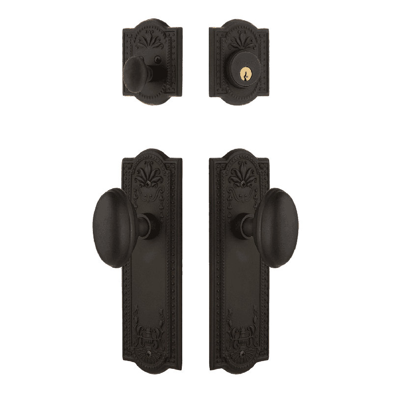 Nostalgic Warehouse Meadows Entry Set with Homestead Knob, Oil-Rubbed Bronze, 2.375