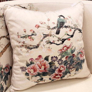 Bird Floral Pillow Cover