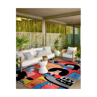 Tapis à motif tissé et motif lavable