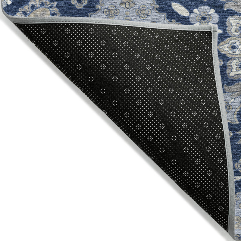 Machine Washable Indoor/Outdoor Xhevrie Blue Rug, Rectangle 8' x 10'
