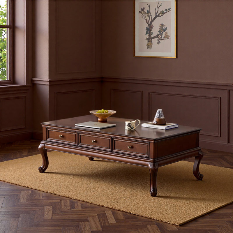Table basse à 6 tiroirs avec rangement Retro, H 20,47 po x L 55,11 po x l 29,52 po