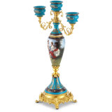 Modern Decorative 20 Inch Porcelain 3 Cup Candle Holder with Ornate Bronze Base for Home & Any Space