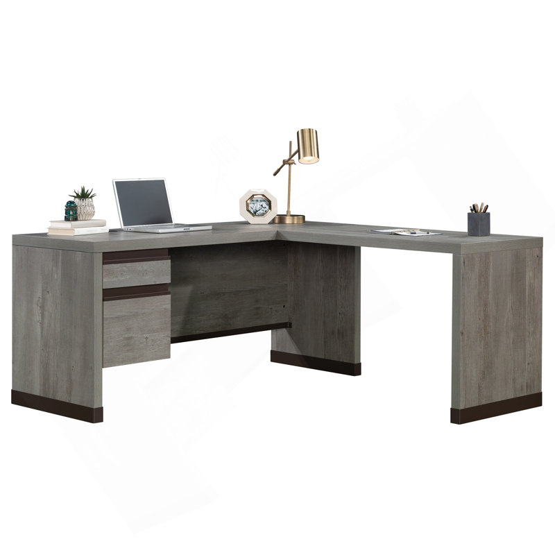 L-Shaped Desk, Brown Finish
