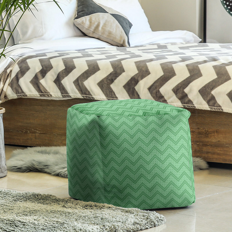 Repose-pieds cubique à motif à chevrons à la main classic, Vert moyen