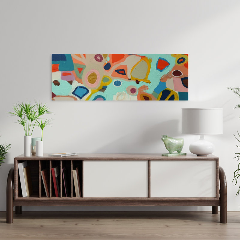 «Vibrant Abstract Forms Abstract Modern Contemporary», art mural, 12" H x 36" W