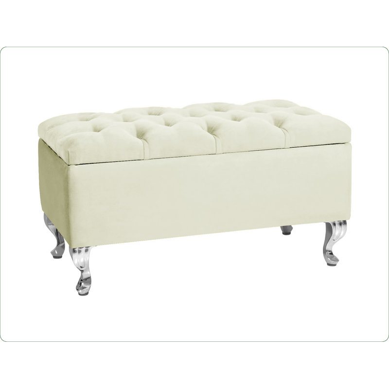 Londona Wide Velvet Tufted Rectangle Solid Color Standard Ottoman Bench with Storage, Upholstery Footstool End of Bed Bench