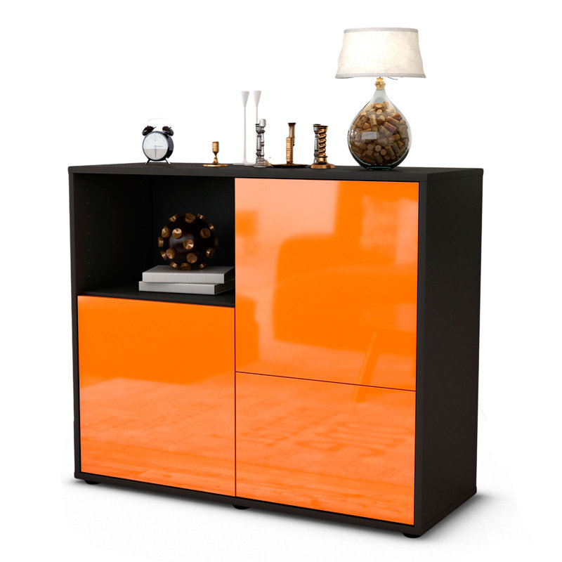 Powhattan 92cm Sideboard, Anthracite/High-gloss orange