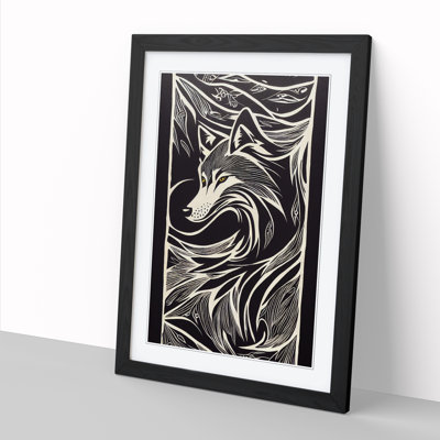 FRM-V0523-2924X Wolf Sgraffito - Single Picture Frame Print
