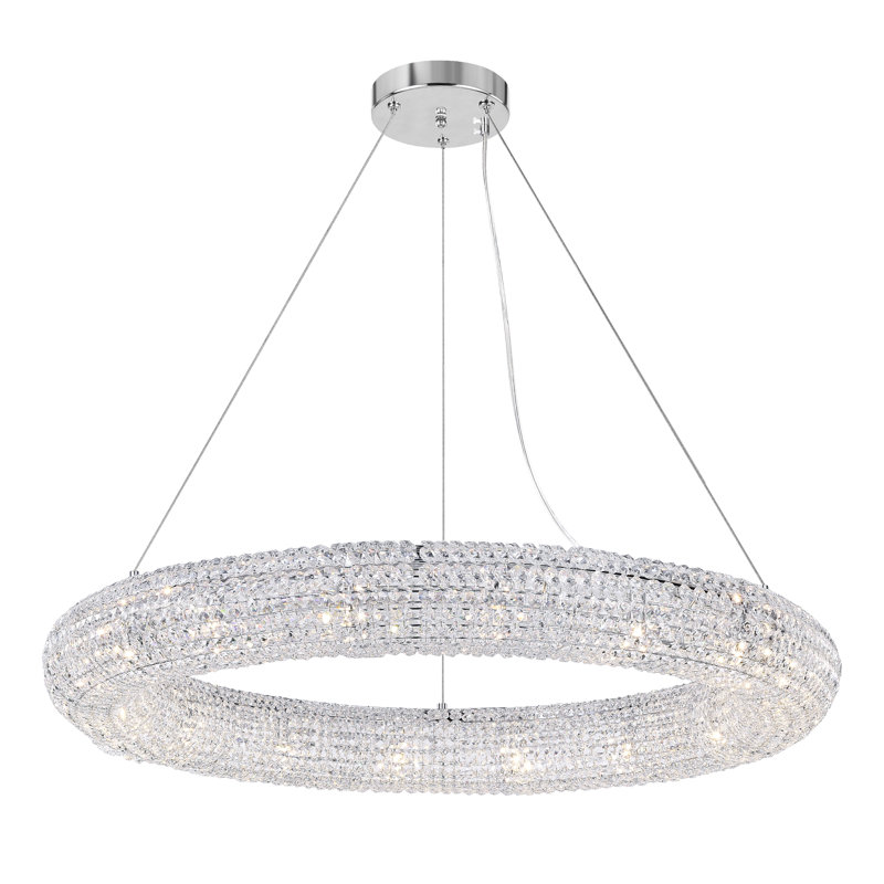 16 Light Chandelier, 40 Inch Chrome Finish with Crystal Accents, Adjustable Hanging Chain, Dining Room Fixture