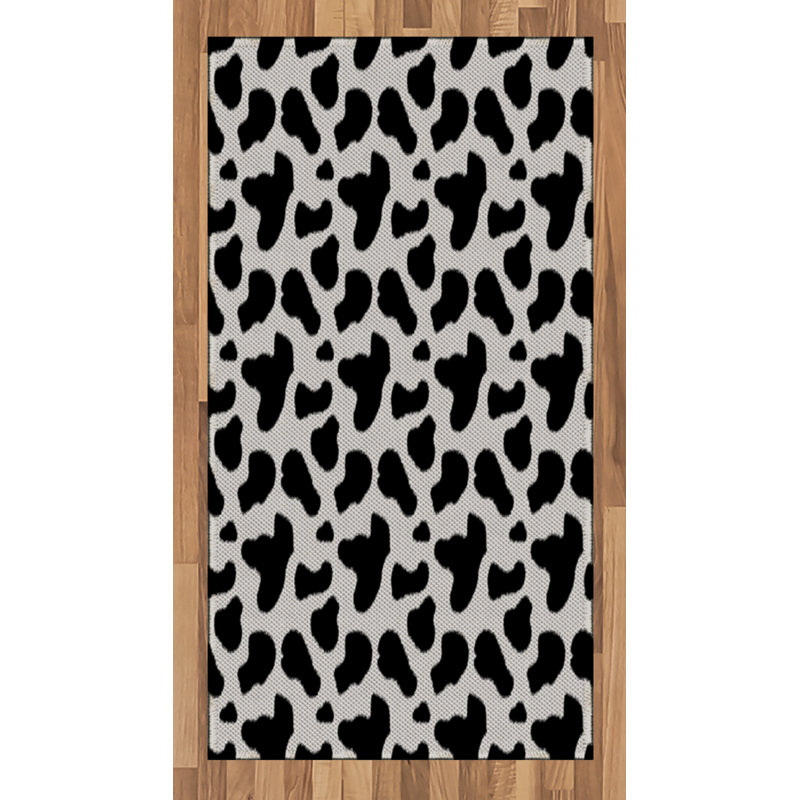 Tapis de vache à motif noir, Rectangle 2 pi 7 po x 5 pi