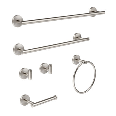 6-piece Bathroom Hardware Set, Black Stainless Steel Towel Bar Set