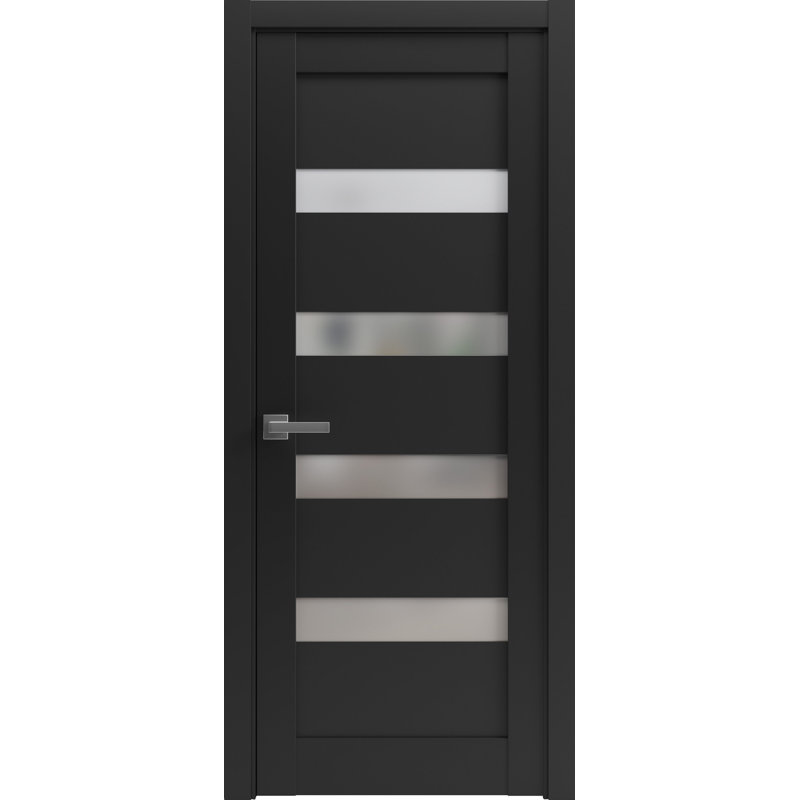 Porte française solide | Verre givré noir mat Quadro 4113 | Cadre simple à panneau régulier avec poignée, 32 po x 84 po