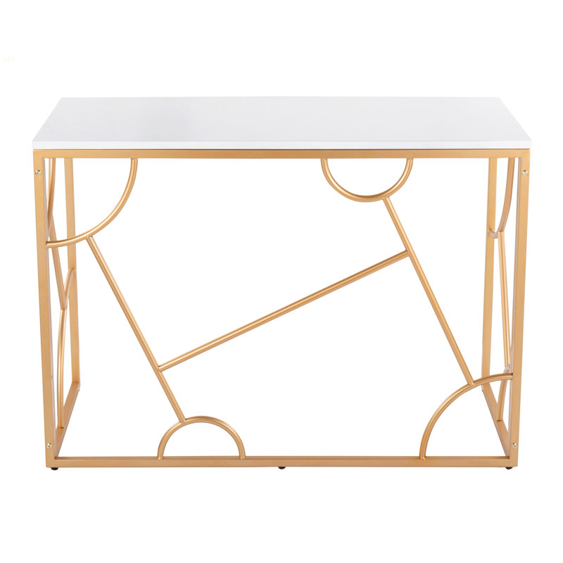 Bureau contemporain Constellation en métal doré et bois blanc, Blanc