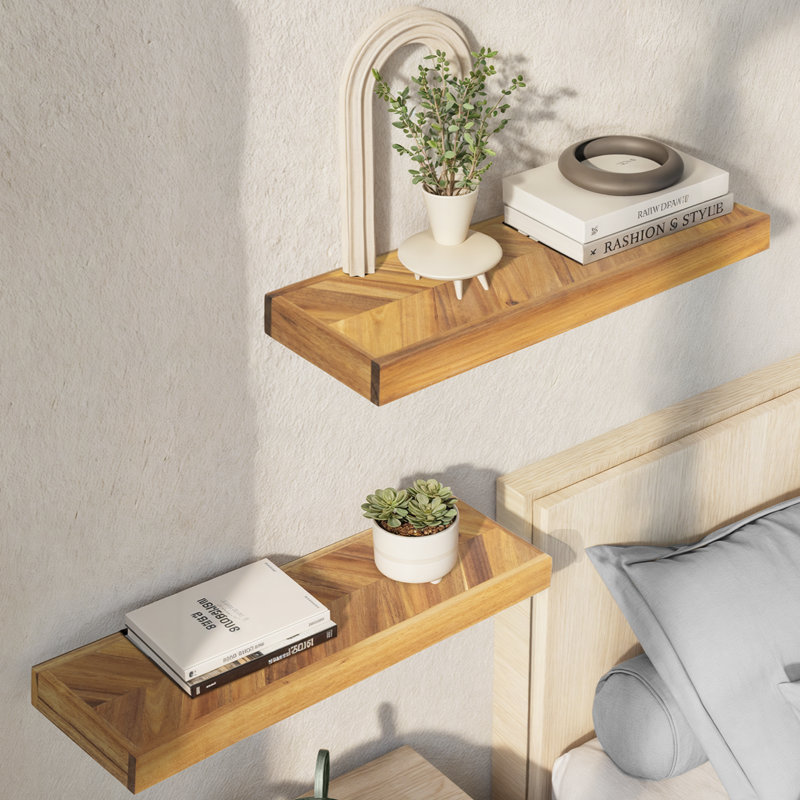 Tablettes flottantes 2 pièces Jorgensen , H 1,5 po x l 24 po x P 6,7 po, Naturel