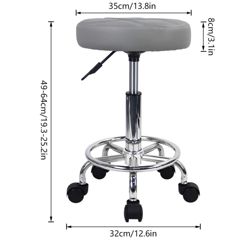 Tabouret rond à roulettes, Gris
