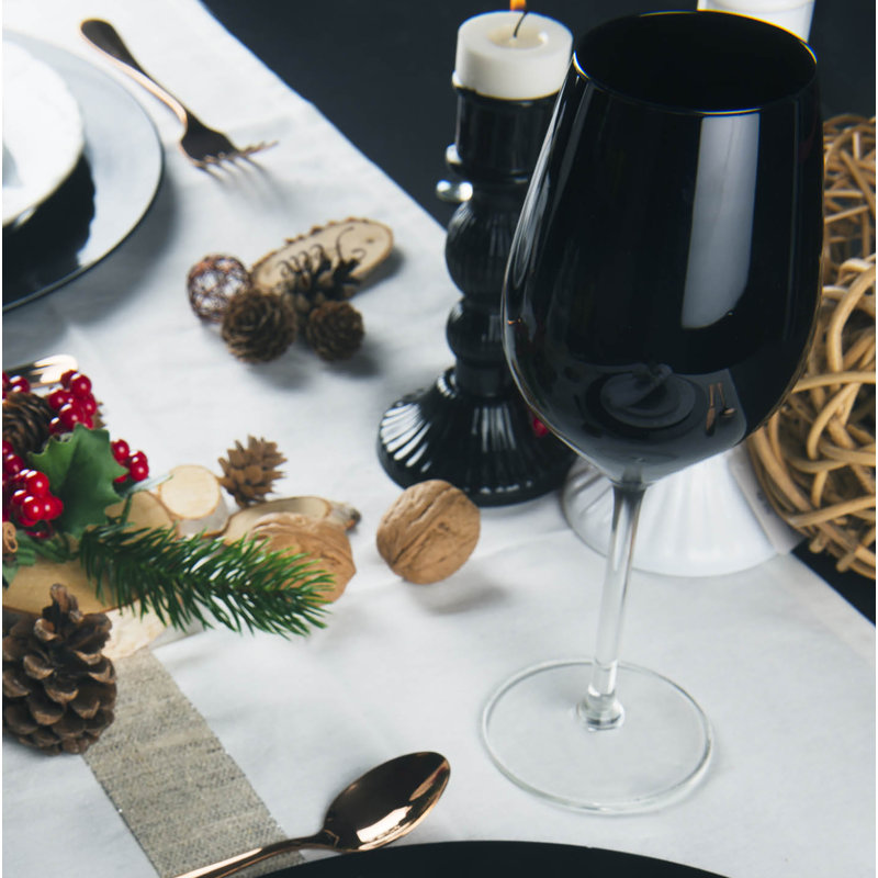Color Wine 500ml Wine Glass Set, Black